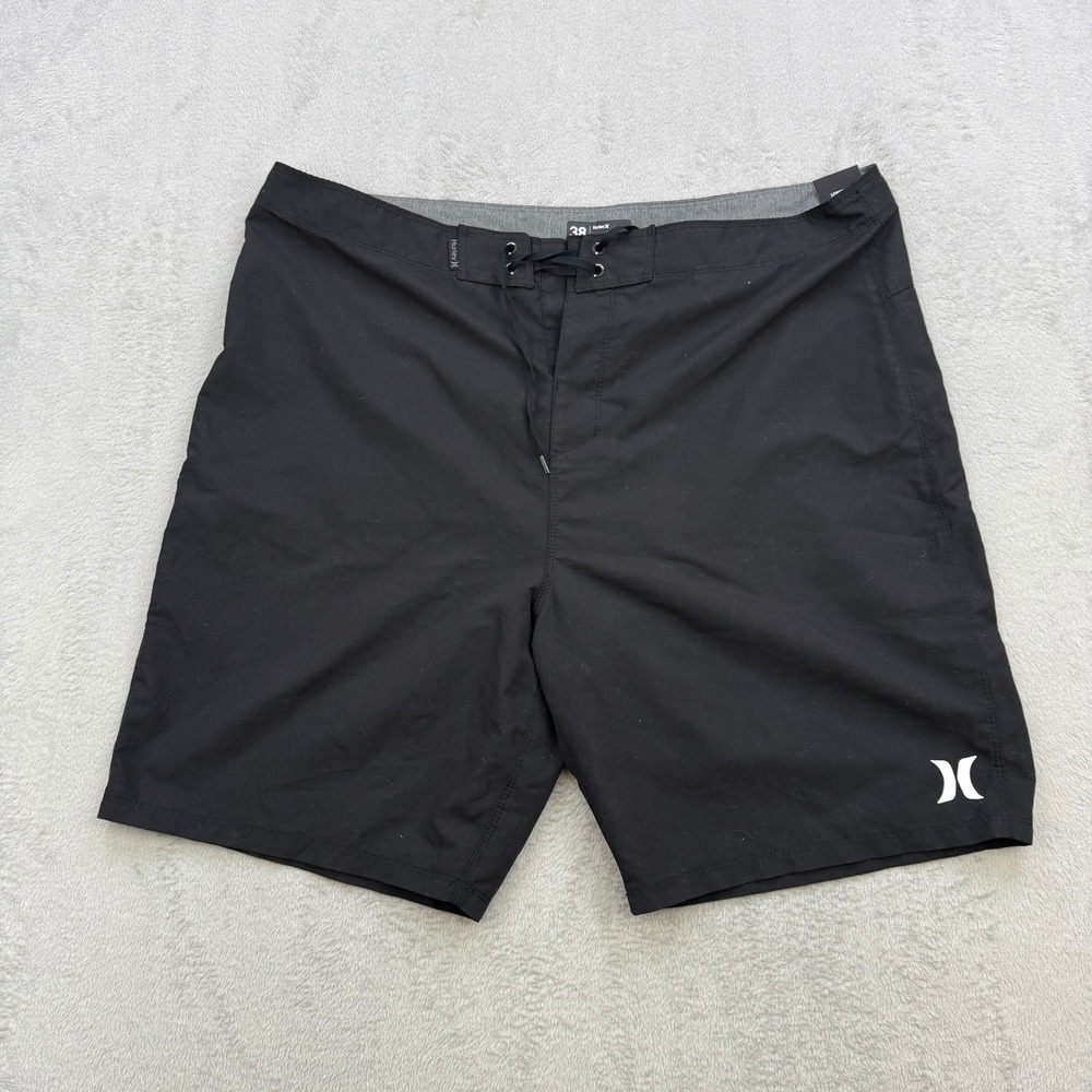 Hurley Board Shorts Mens 38 Black Logo Lace Up Waist Performance Surf Skater